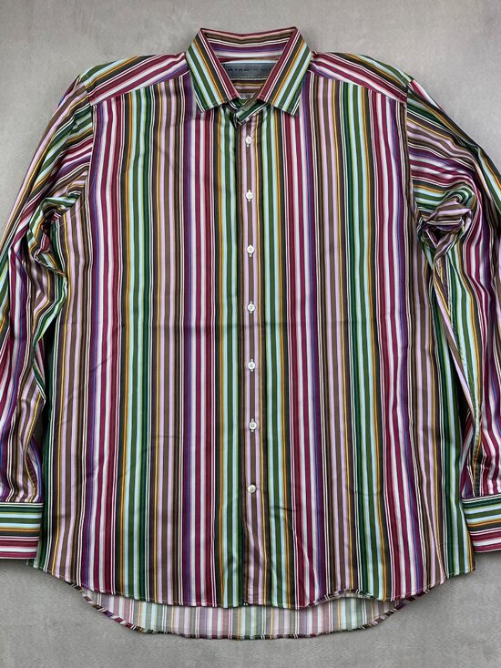 Etro Other - Etro Mens Shirt 42 Multicolor Vertical Striped Button Up Long Sleeve Italy